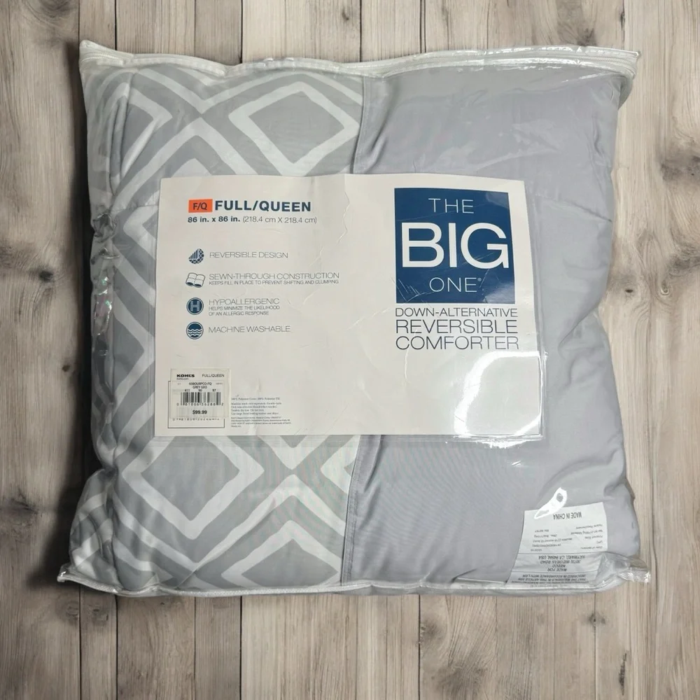 The Big One Down Alternative Reversible Comforter Grey Geometric Full/Queen